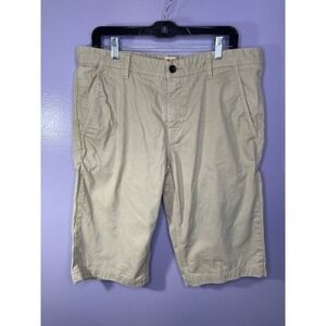 Hugo Boss Stretch Chino Shorts Beige Khaki Flat Front Mens 36 Comfort Fit